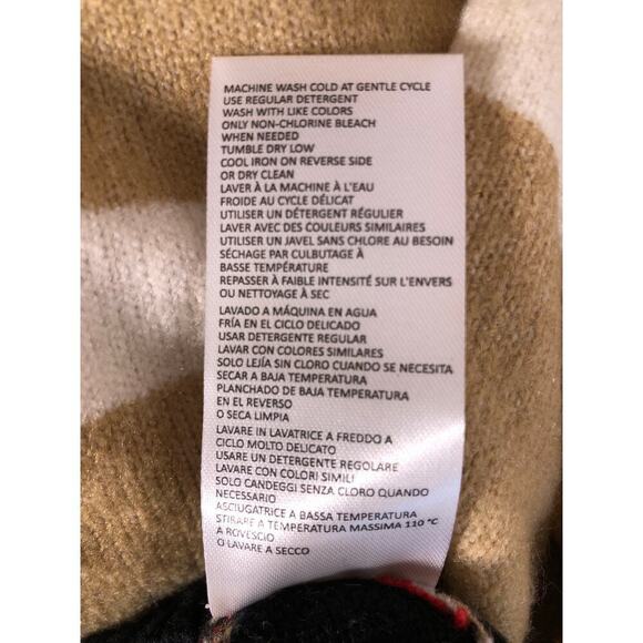 H Halston Sweater Striped Colorblock Cowl Neck Pullover Red Combo NWT S - Picture 7 of 8